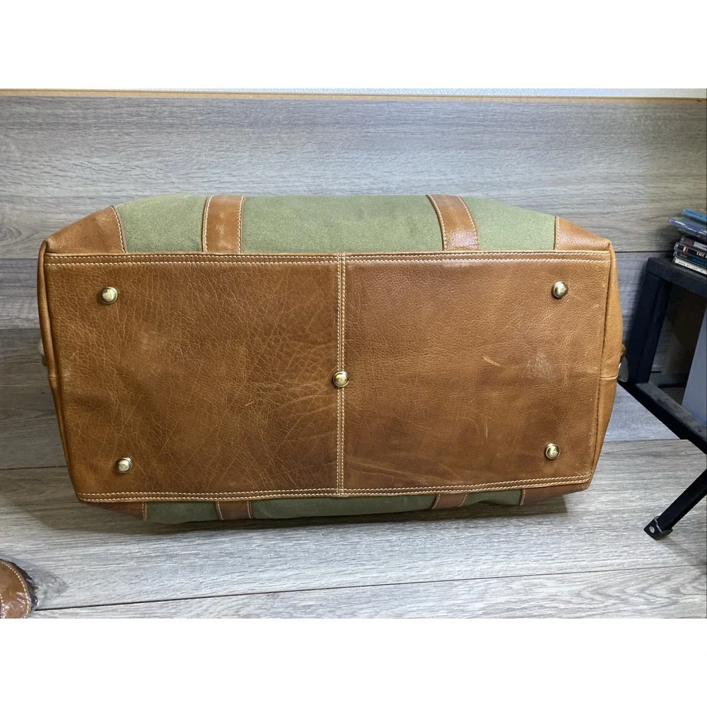 FH Wadsworth NYC Duffle Bag Canvas & Leather Adjustable Straps NWT Embroidered